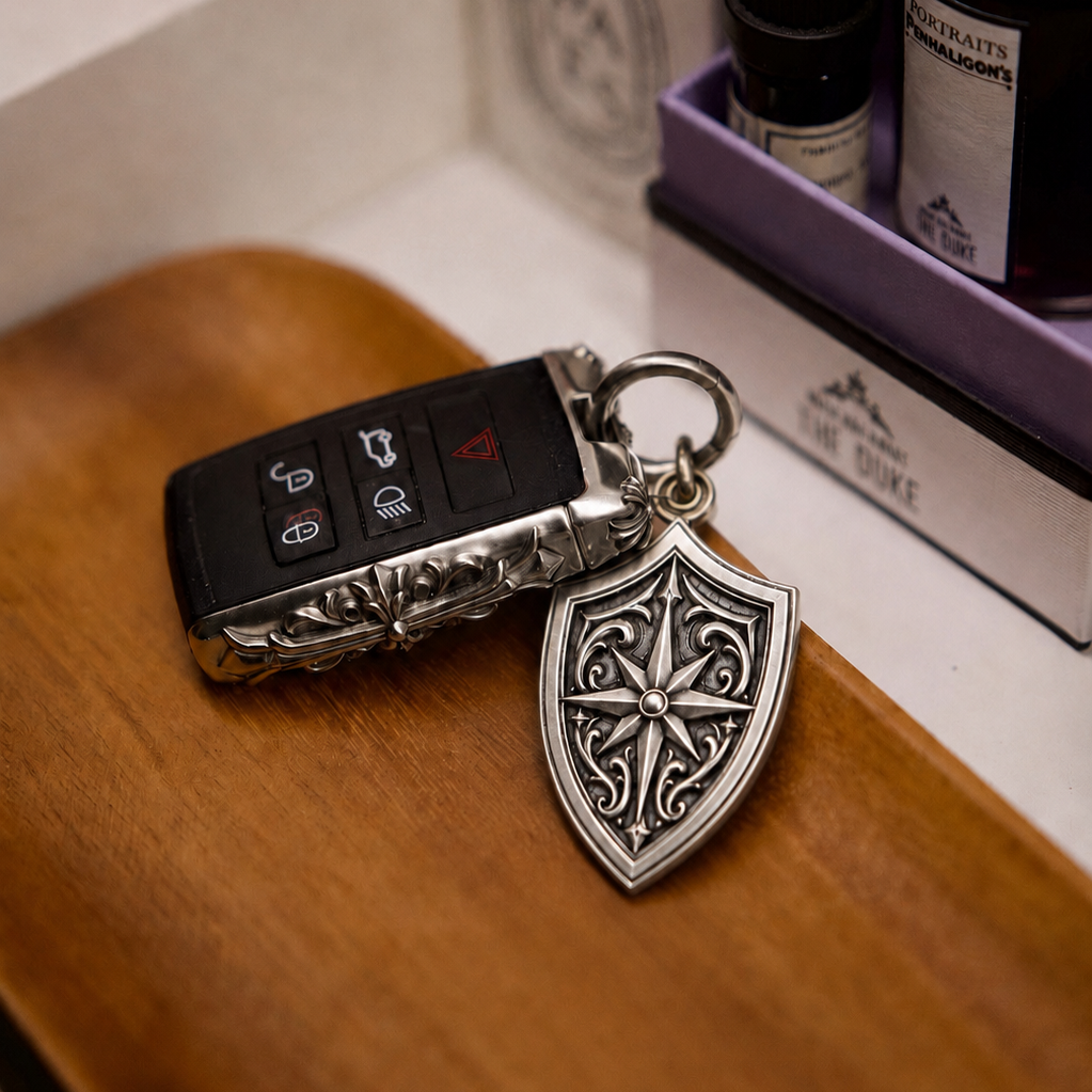 North Star Shield Personalized Keychain