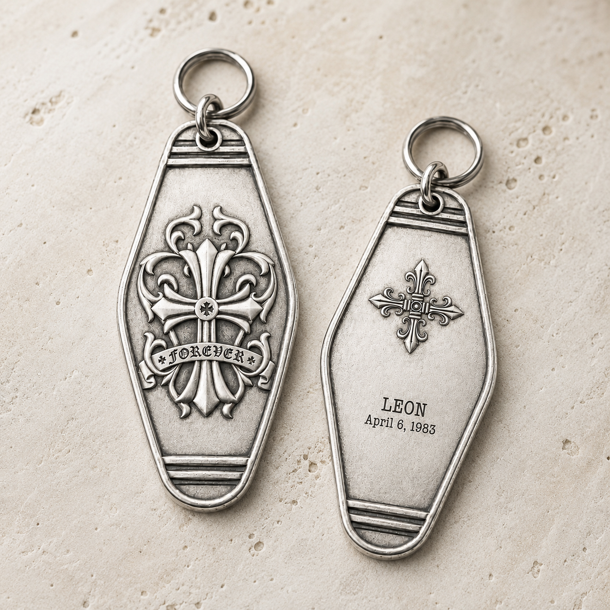 Fleur-de-Lis Crest Personalized Keychain