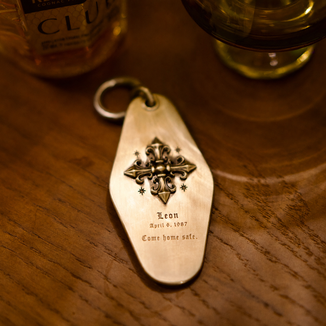 Gothic Fleur Cross Personalized Keychain