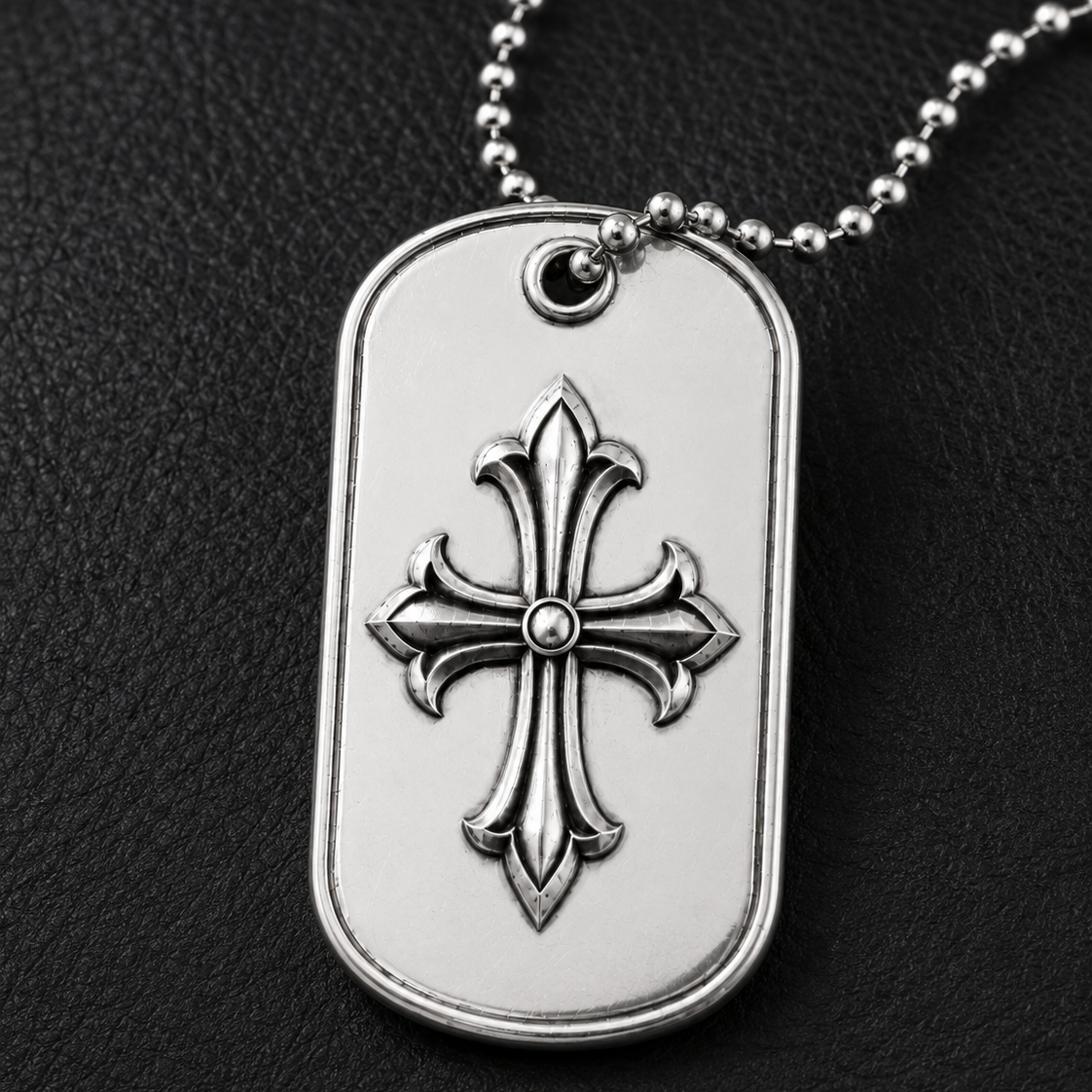 Sterling Silver Fleur-de-Lis Ignis I.D. Tag Necklace