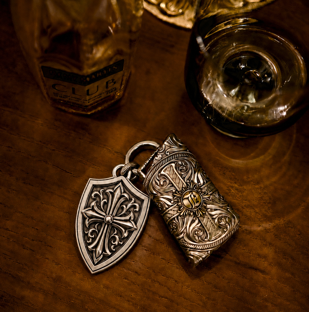 1-of-1 Full Bespoke Sterling Silver / 24K Gold Key Tag